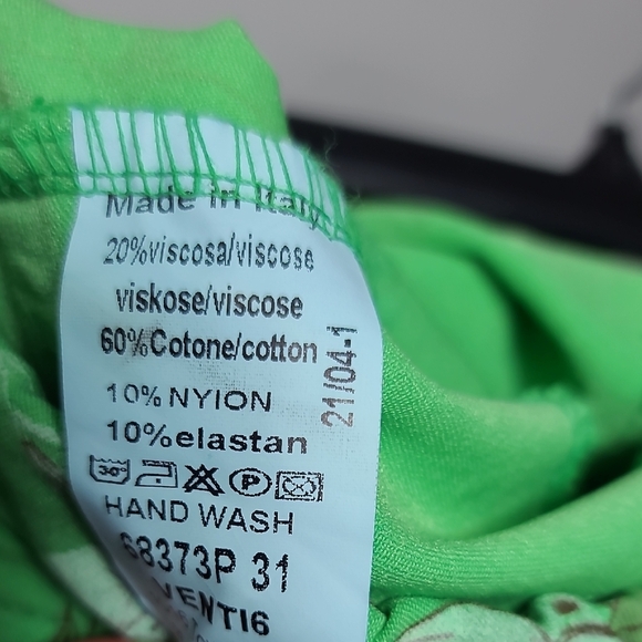 Venti6 Crinkle Green Tropical Print Jogger Drawstring Waist Pants Size Small - Picture 3 of 16